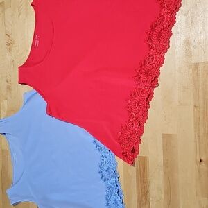 3 for $20 ✨ 2PC Coldwater Creek Lace Trim Tank Tops Blue & Red XL